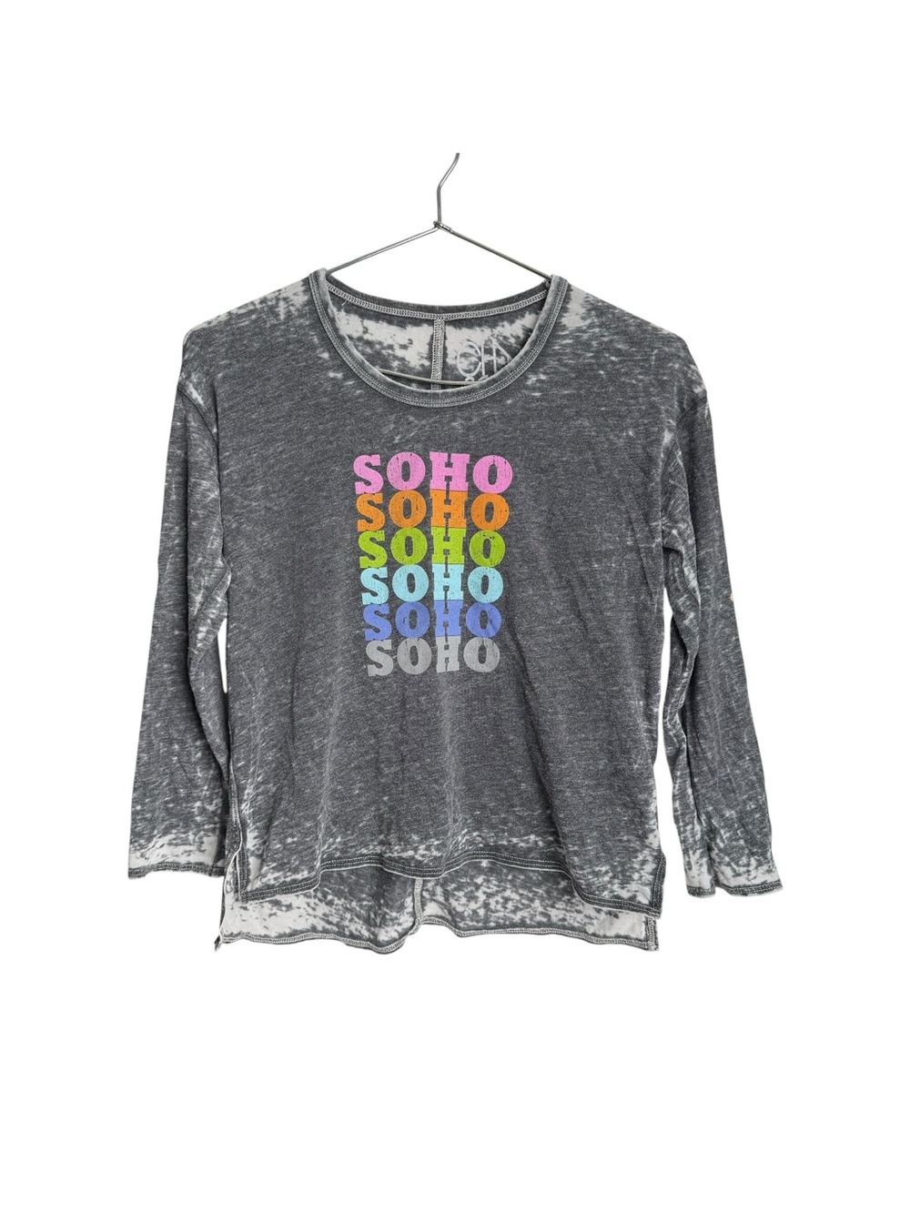 4/$25 Chaser Gray Acid Wash SOHO Graphic Long Sleeve T-Shirt Girls Size 14